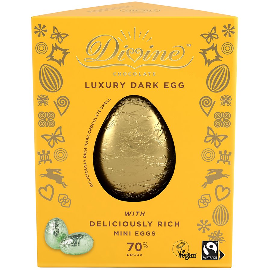 Divine Luxury 70% Dark Chocolate Easter Egg with Dark Mini Easter ...
