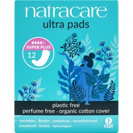 Natracare Organic Cotton Ultra Pads - Super Plus - Pack of 12