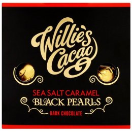 Willies Cacao Black Pearls - Sea Salt Caramel Dark Chocolates - 150g
