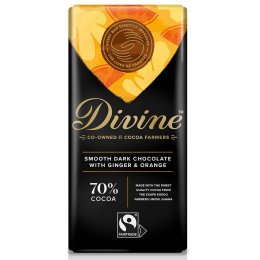 Divine 70 percent  Dark Chocolate with Ginger & Orange - 90g