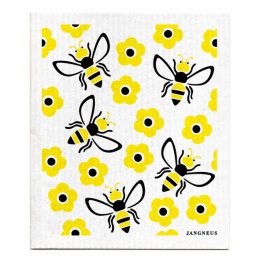 Jangneus Design Yellow Bees Patterned Dish Cloths - Set of 4
