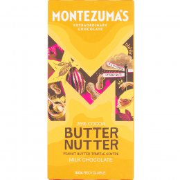 Montezumas Butter Nutter Peanut Butter Truffle Filled Milk Chocolate Bar - 90g