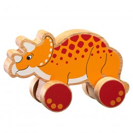 Lanka Kade Wooden Triceratops Push Along Toy