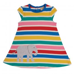 Frugi Rainbow Stipe Elephant Gianna Dress