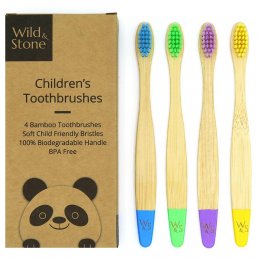 Wild & Stone Kid?s Bamboo Toothbrush - Multi-Colour -Pack of 4