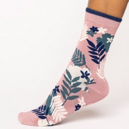 Thought Blush Pink Palm Leaf Bamboo Socks - UK4-7