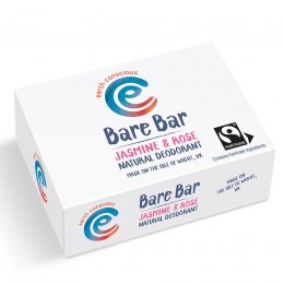 Earth Conscious Bare Bar Natural Deodorant - Jasmine & Rose - 90g