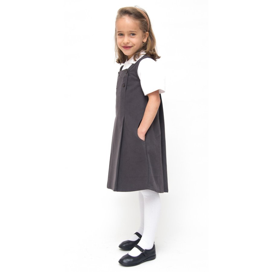 Girls Classic School Pinafore - Grey - Infant - Ecooutfitters