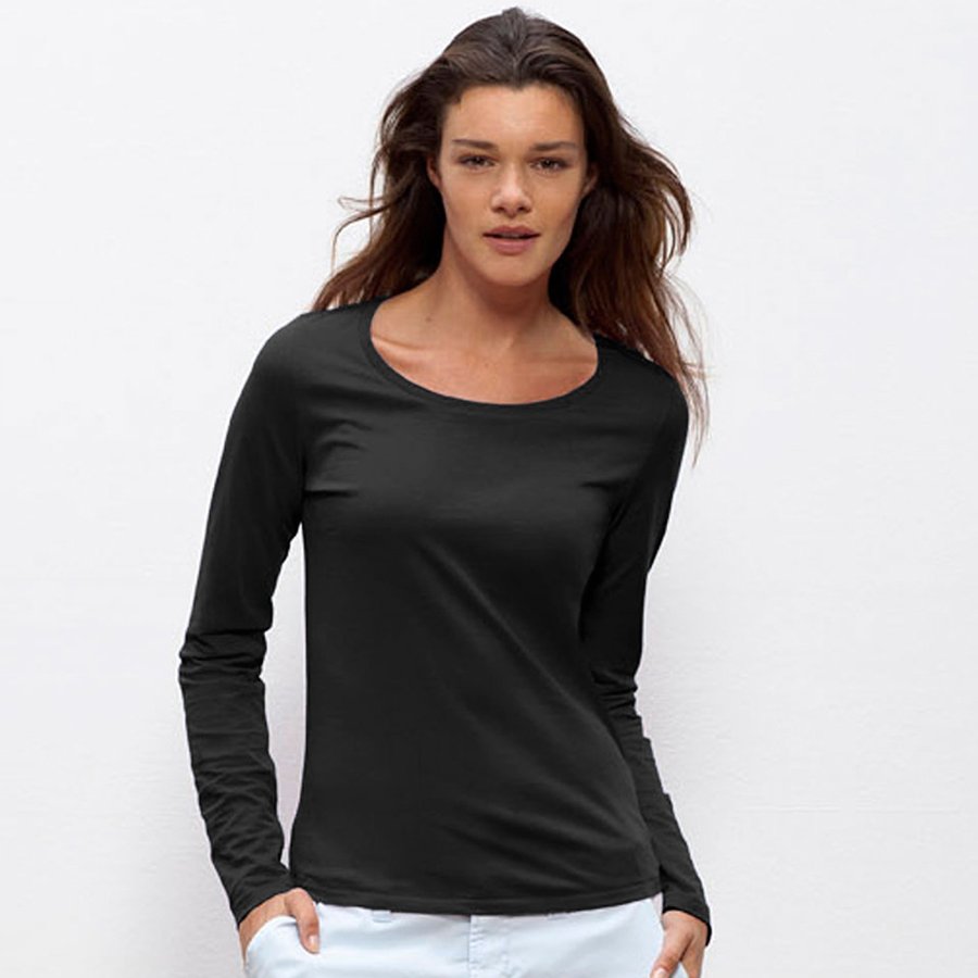 Womens Organic Cotton Scoop Neck Long Sleeve T Shirt Natural Collection Select 