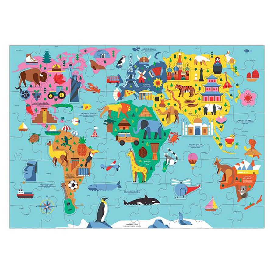 Mudpuppy Map of the World Geography Jigsaw Puzzle 78 Piece Mudpuppy